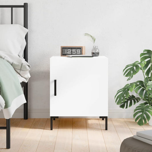 White Bedside Cabinet 40x40x50 cm - Modern Engineered Wood