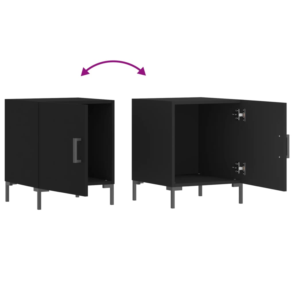 Black Engineered Wood Bedside Cabinet 40x40x50 cm