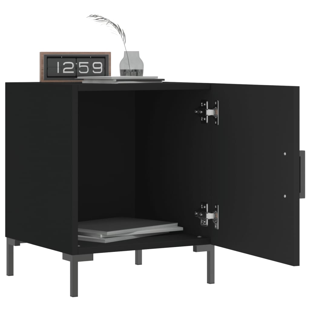 Black Engineered Wood Bedside Cabinet 40x40x50 cm