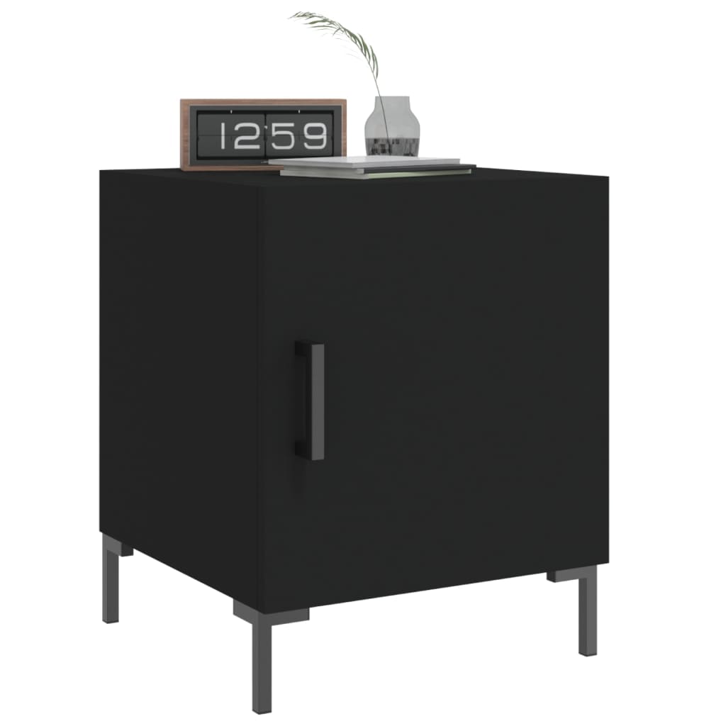 Black Engineered Wood Bedside Cabinet 40x40x50 cm