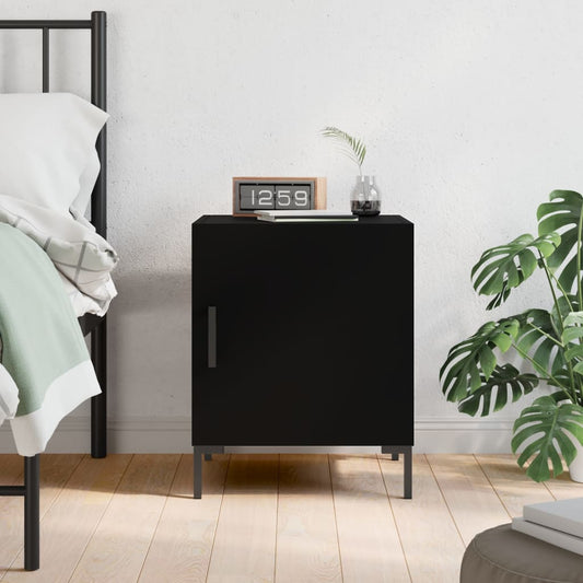 Black Engineered Wood Bedside Cabinet 40x40x50 cm