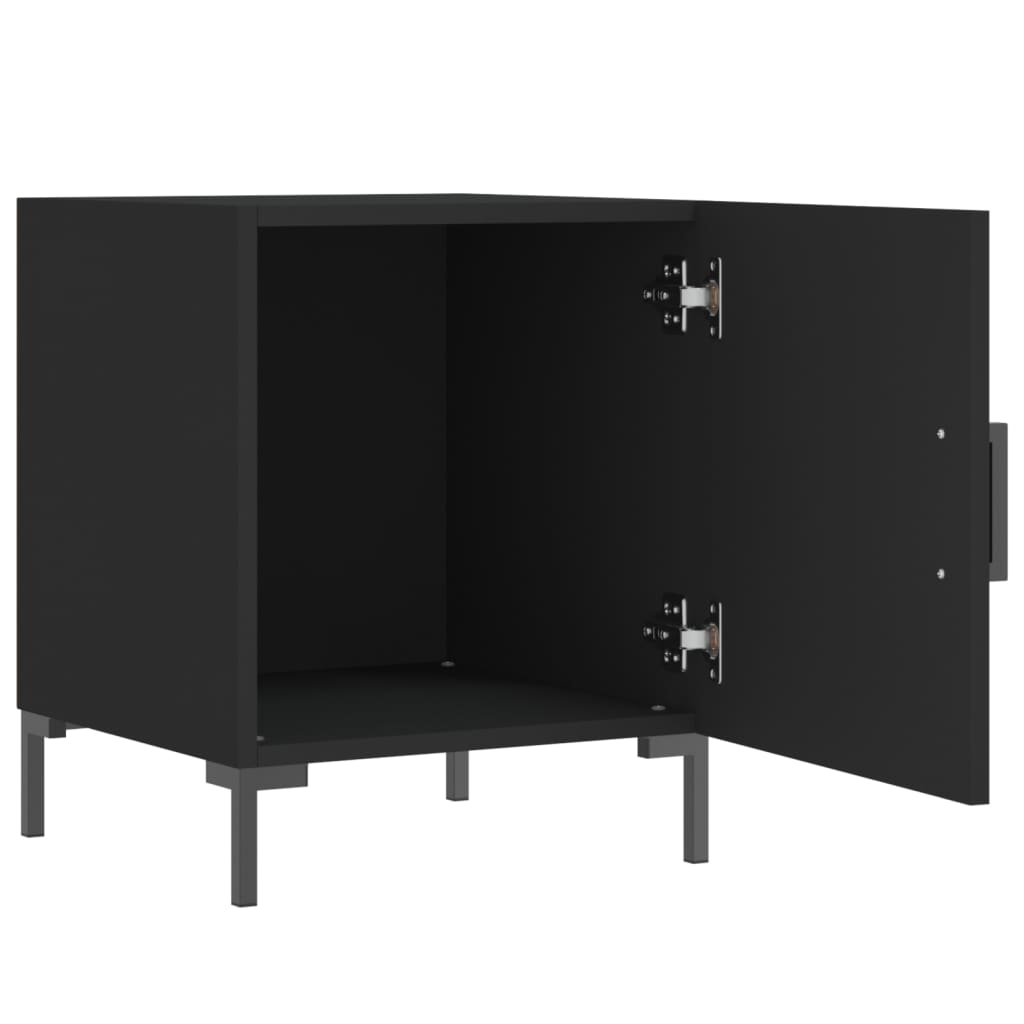 Black Engineered Wood Bedside Cabinets - Set of 2, 40x40x50 cm