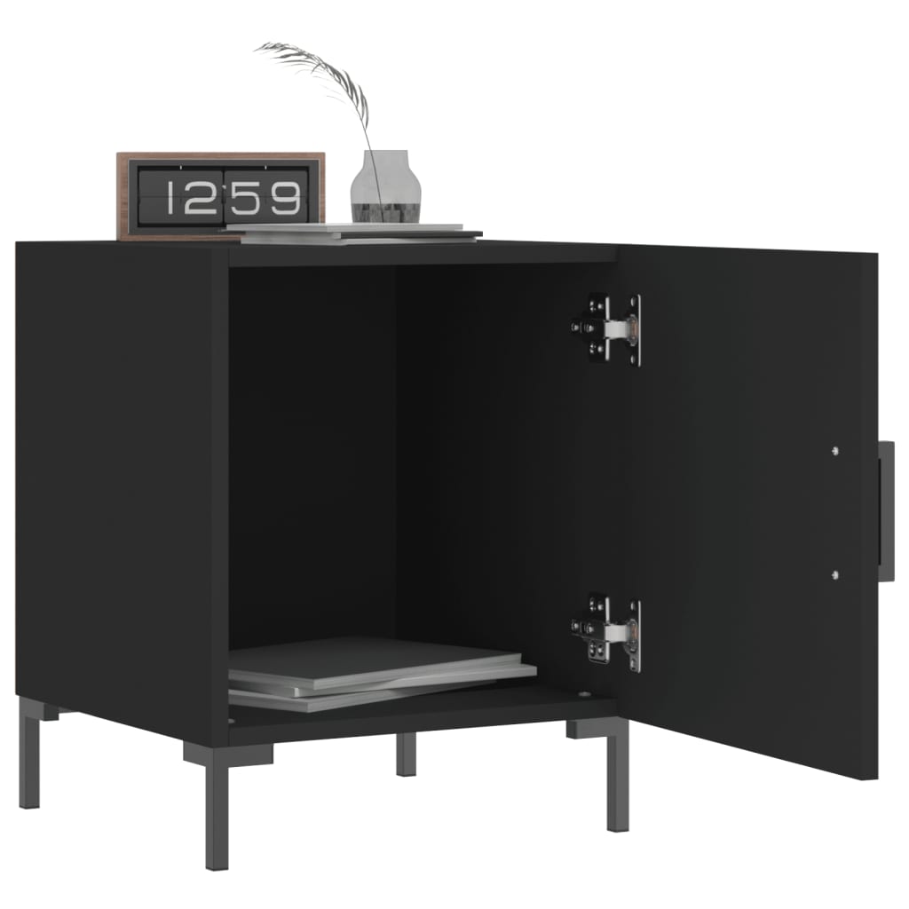 Black Engineered Wood Bedside Cabinets - Set of 2, 40x40x50 cm