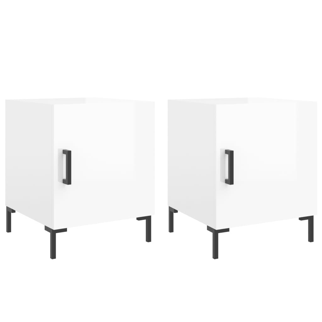 High Gloss White Bedside Cabinets Set, 40x40x50 cm, Engineered Wood