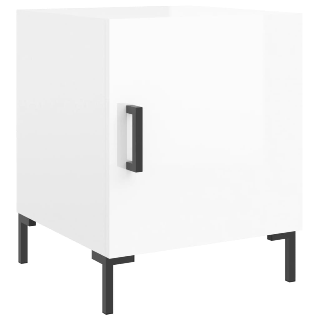 High Gloss White Bedside Cabinets Set, 40x40x50 cm, Engineered Wood