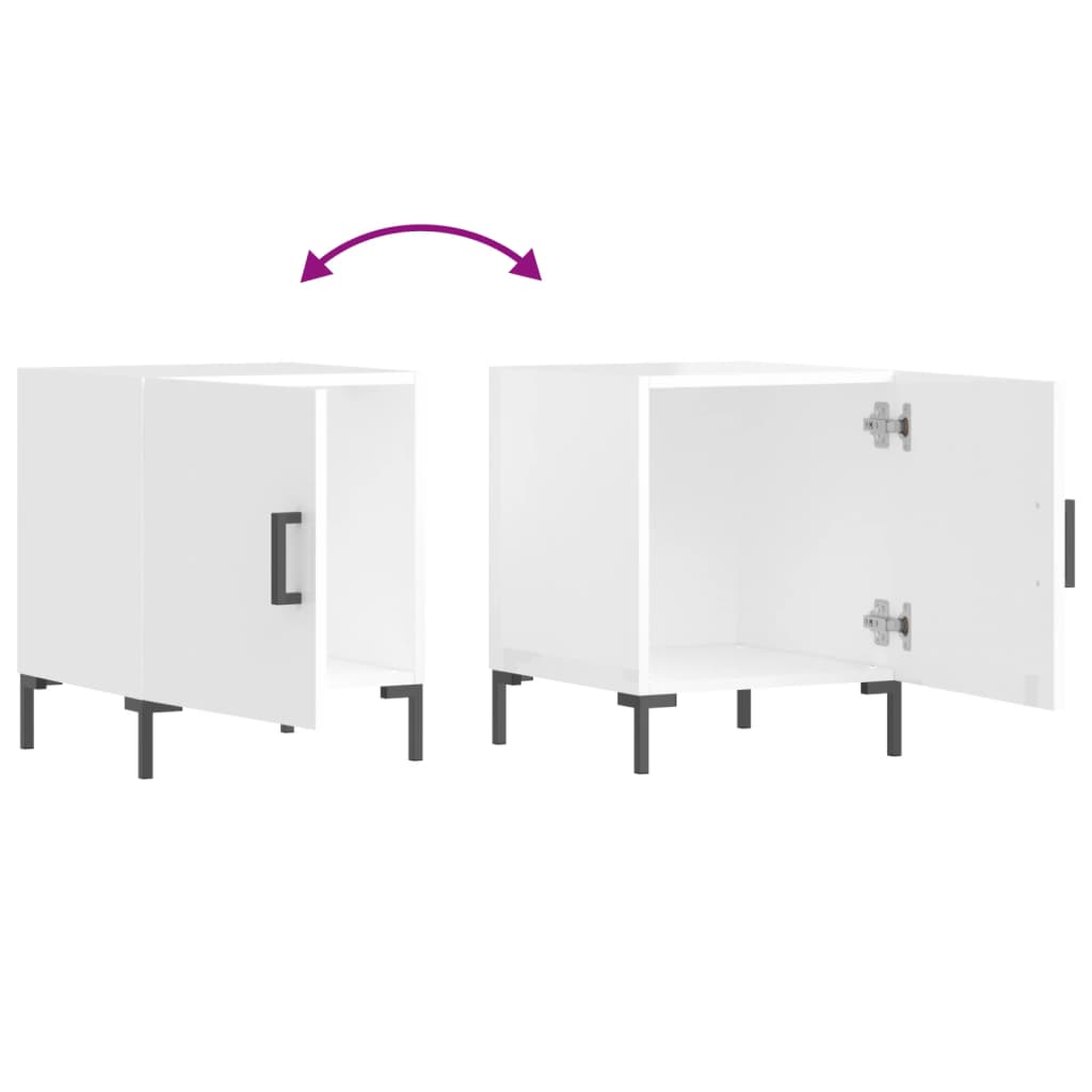 High Gloss White Bedside Cabinets Set, 40x40x50 cm, Engineered Wood