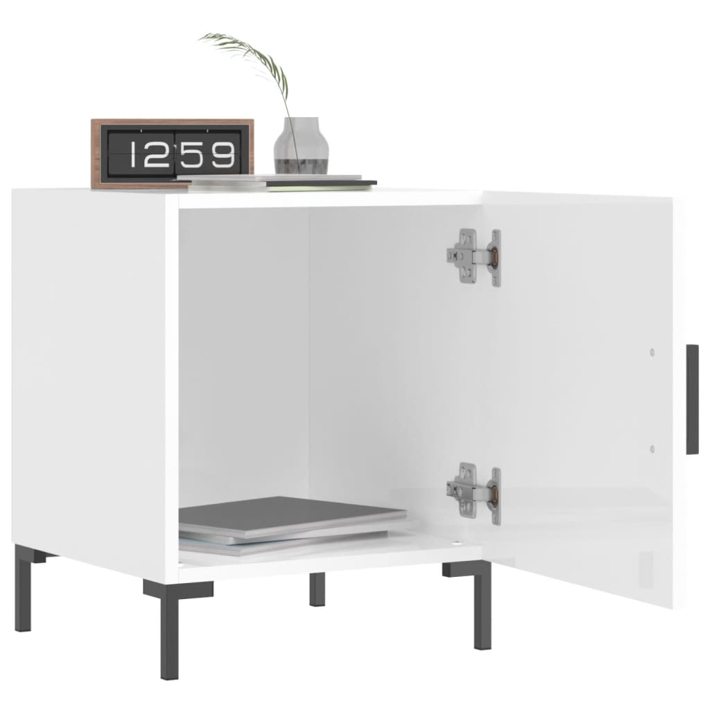 High Gloss White Bedside Cabinets Set, 40x40x50 cm, Engineered Wood