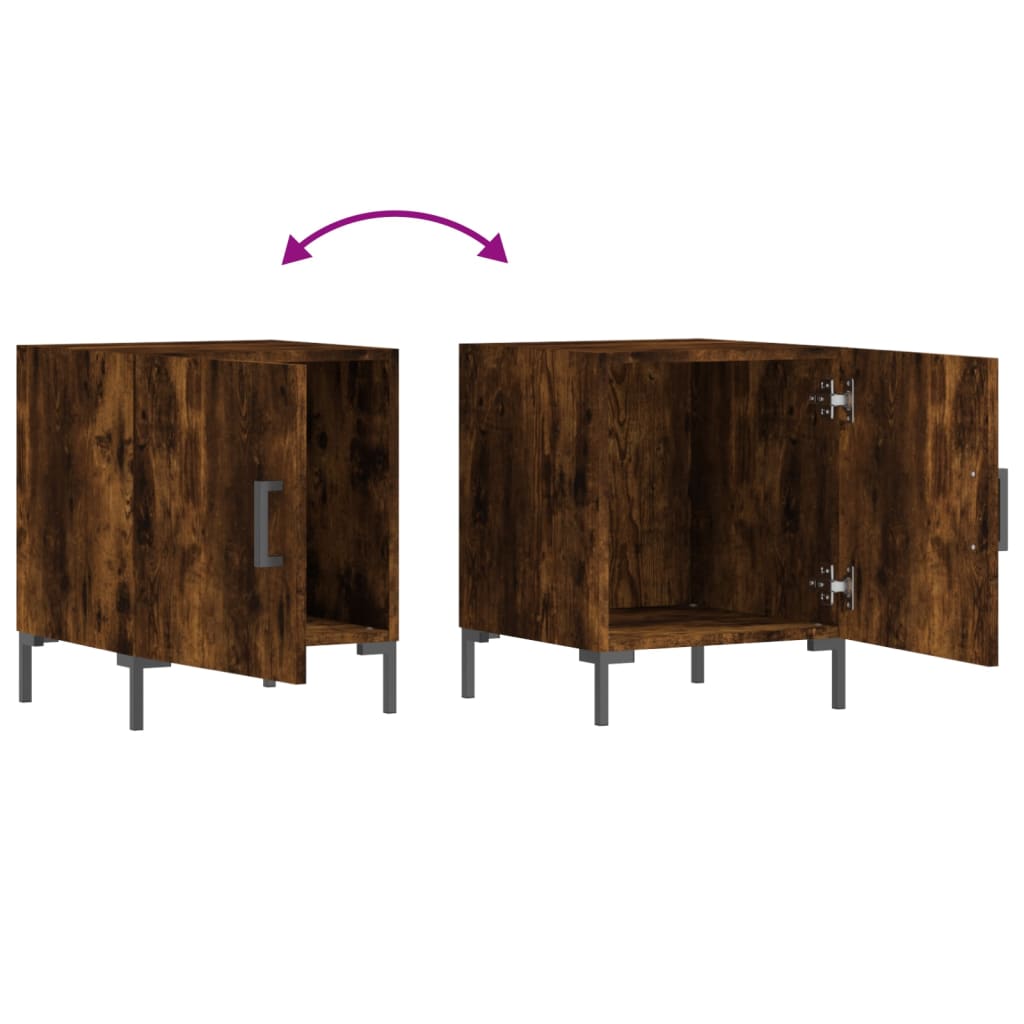 Smoked Oak Bedside Cabinet 40x40x50 cm - Durable Engineered Wood