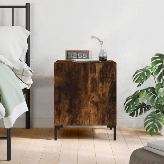 Smoked Oak Bedside Cabinet 40x40x50 cm - Durable Engineered Wood