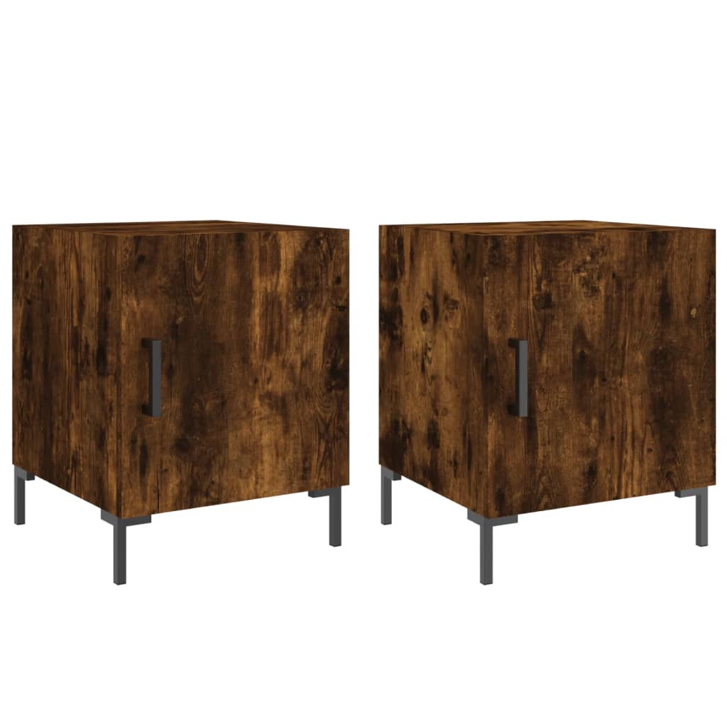 Smoked Oak Bedside Cabinets 2 Pcs - 40x40x50 cm Engineered Wood