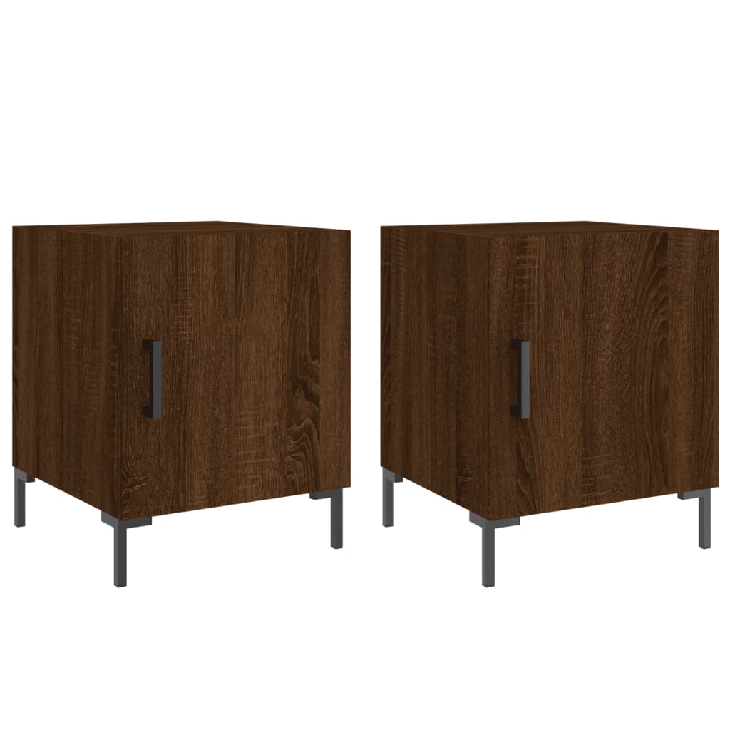 Brown Oak Bedside Cabinets Set, 2 Pcs, 40x40x50 cm, Engineered Wood