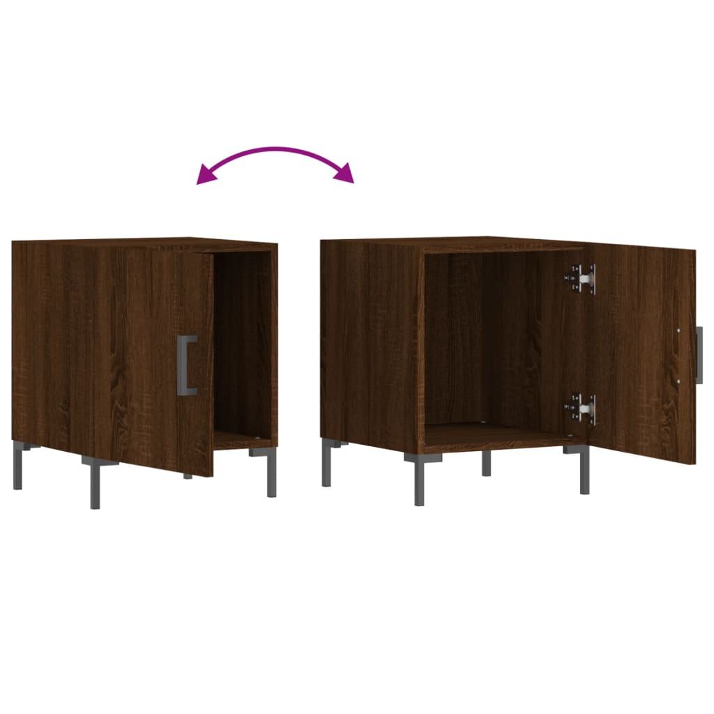 Brown Oak Bedside Cabinets Set, 2 Pcs, 40x40x50 cm, Engineered Wood