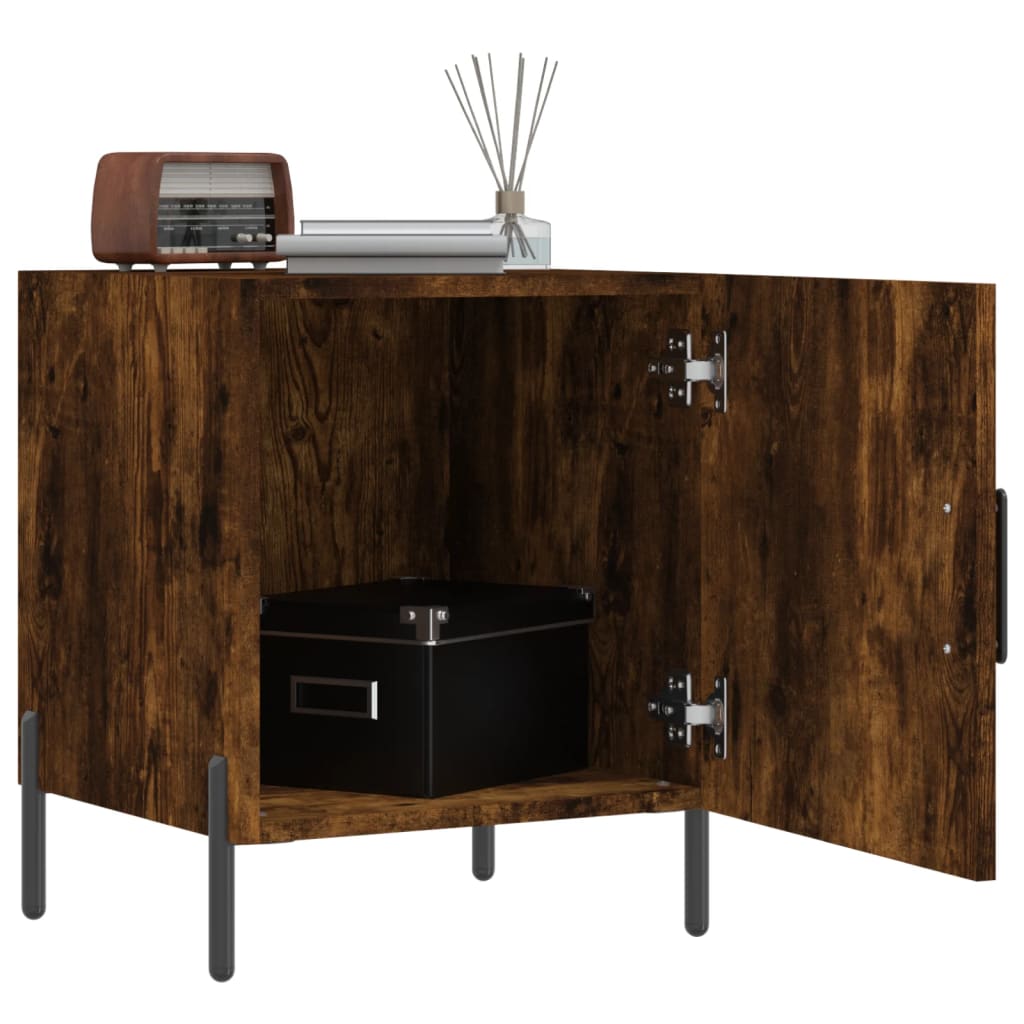Smoked Oak Bedside Cabinet 40x40x50 cm - Engineered Wood Beauty