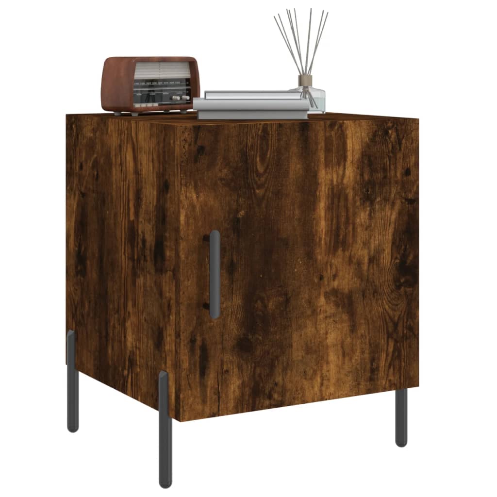 Smoked Oak Bedside Cabinet 40x40x50 cm - Engineered Wood Beauty