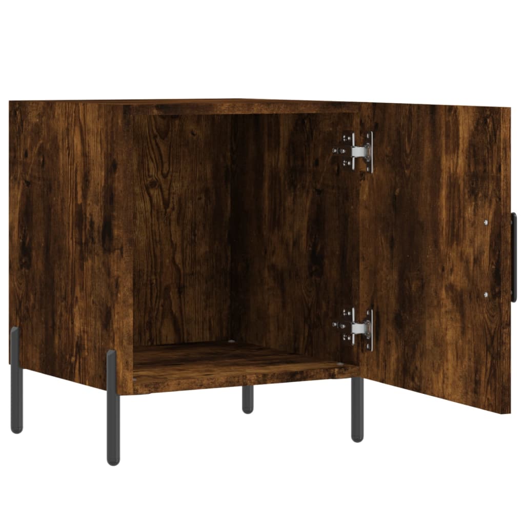 Smoked Oak Bedside Cabinet 40x40x50 cm - Engineered Wood Beauty