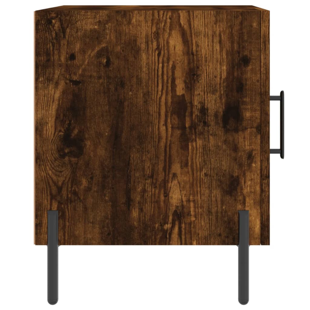 Smoked Oak Bedside Cabinet 40x40x50 cm - Engineered Wood Beauty