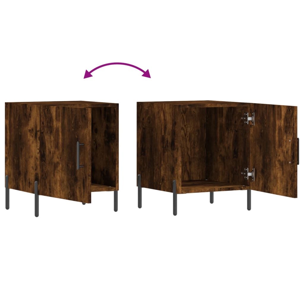 Smoked Oak Bedside Cabinet 40x40x50 cm - Engineered Wood Beauty