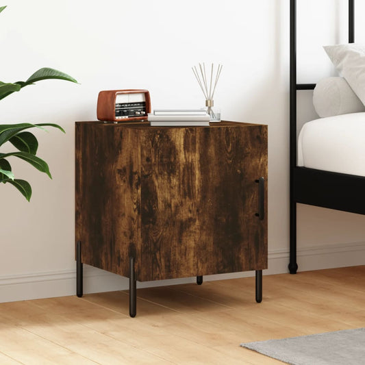 Smoked Oak Bedside Cabinet 40x40x50 cm - Engineered Wood Beauty