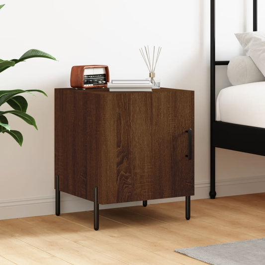 Brown Oak Bedside Cabinet - 40x40x50 cm Engineered Wood