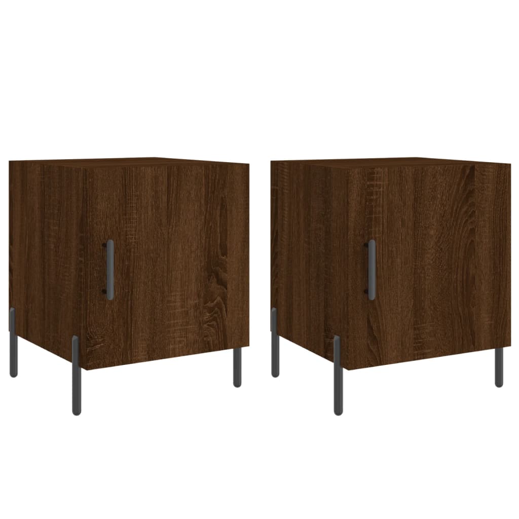 Brown Oak Bedside Cabinets Set 2pcs, 40x40x50cm, Engineered Wood