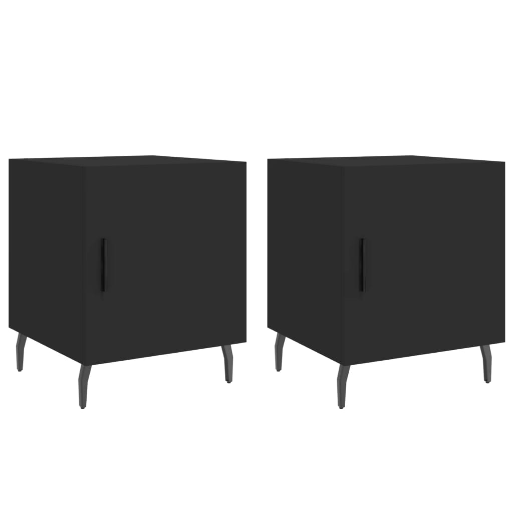 Black Bedside Cabinets 2pcs, 40x40x50cm, Engineered Wood