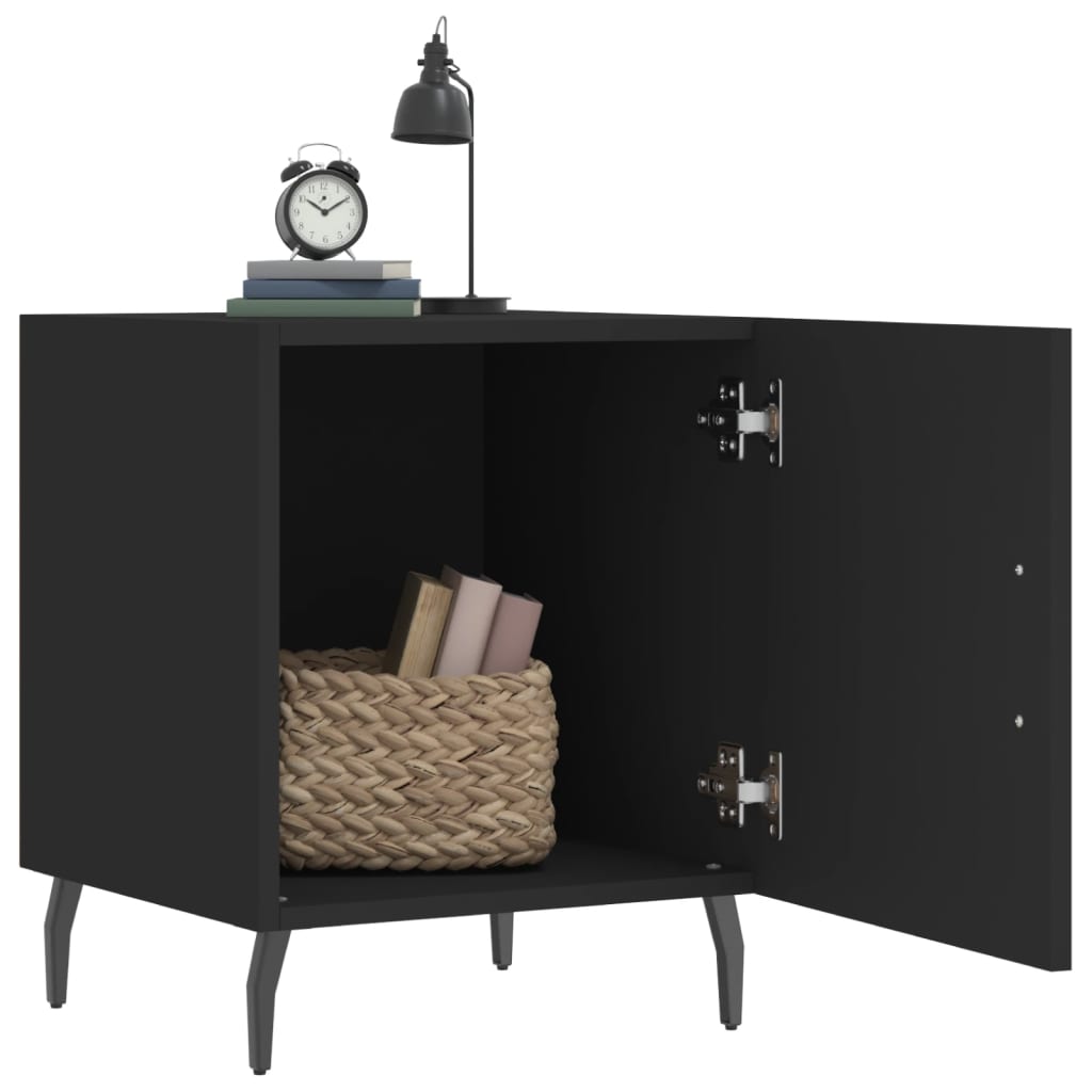 Black Bedside Cabinets 2pcs, 40x40x50cm, Engineered Wood