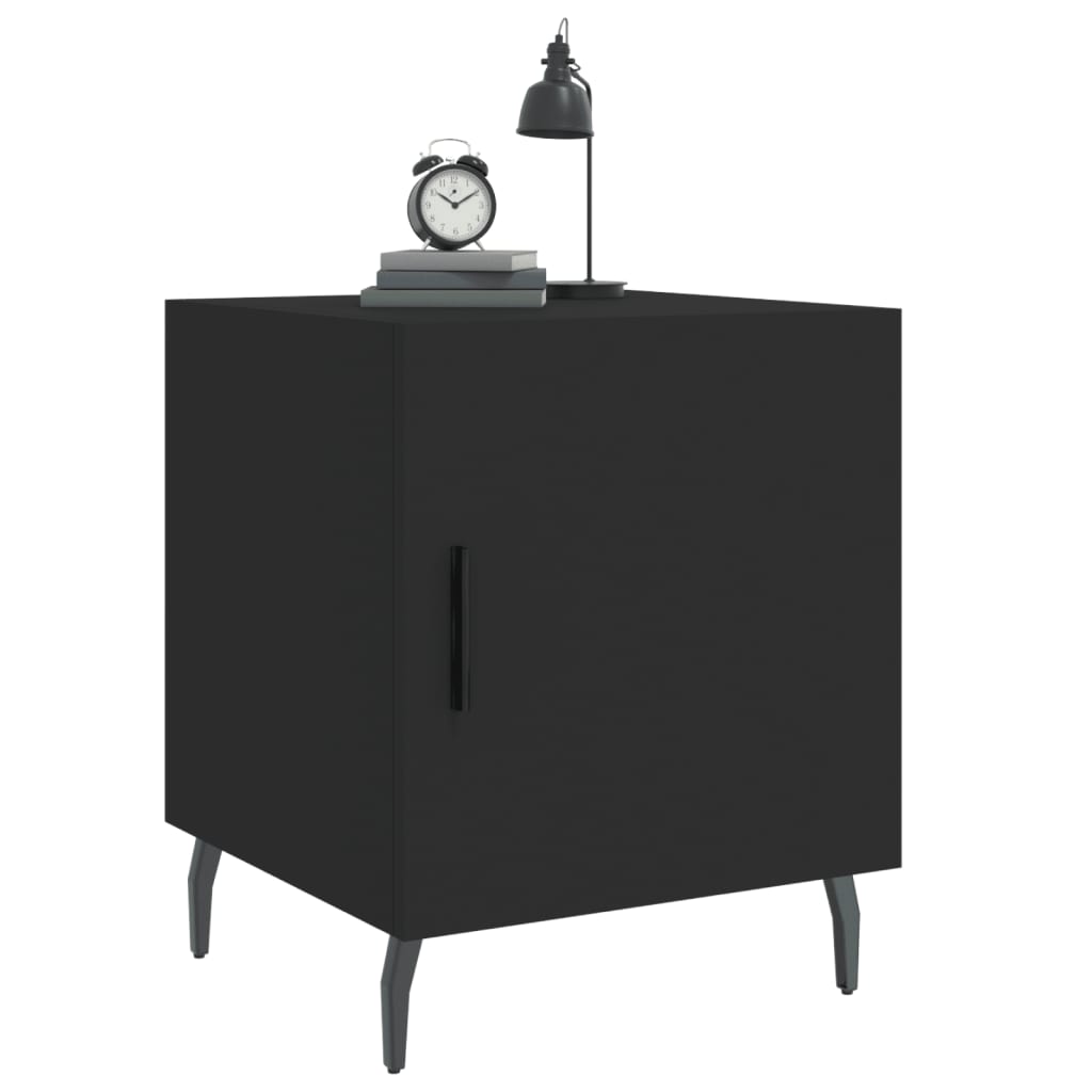Black Bedside Cabinets 2pcs, 40x40x50cm, Engineered Wood