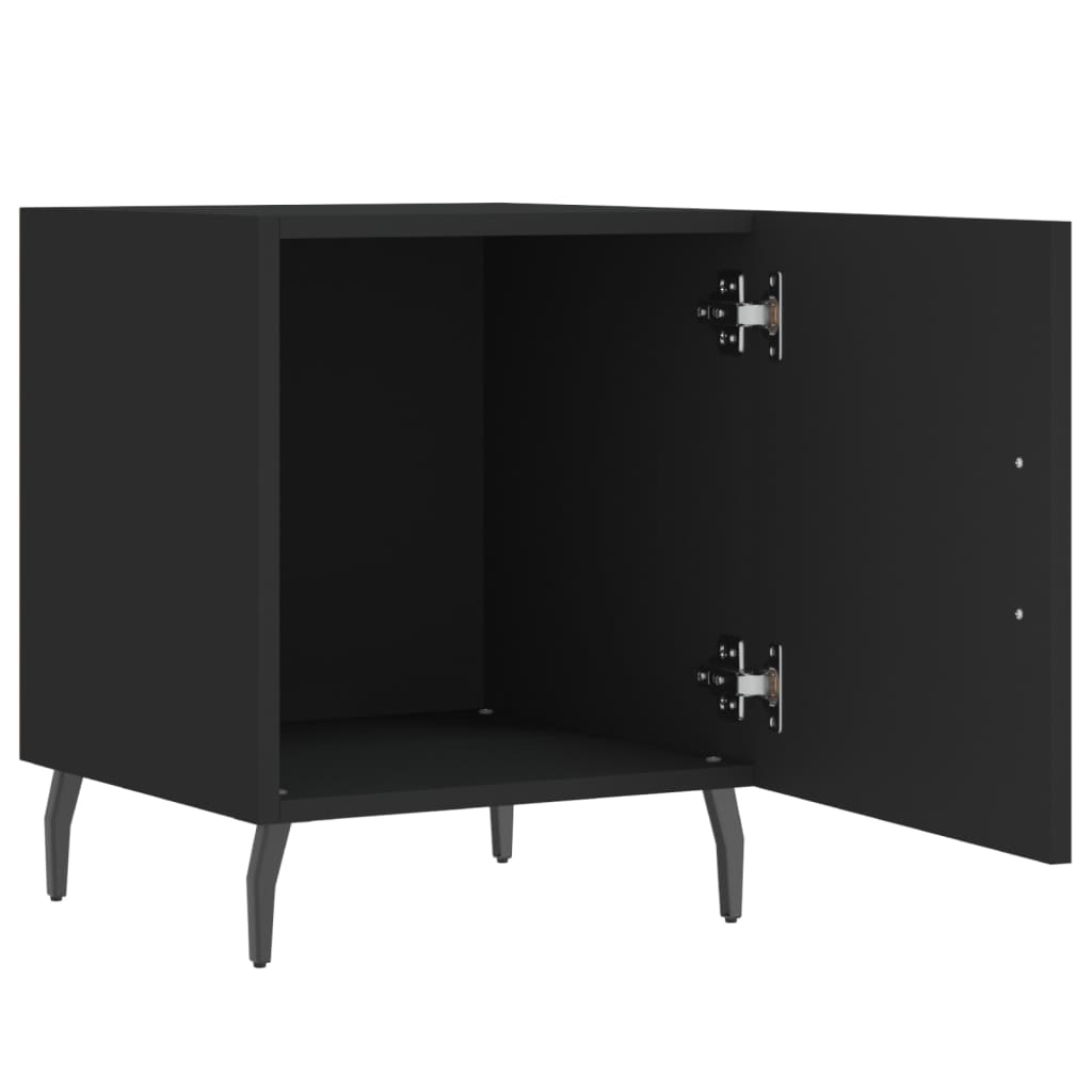 Black Bedside Cabinets 2pcs, 40x40x50cm, Engineered Wood