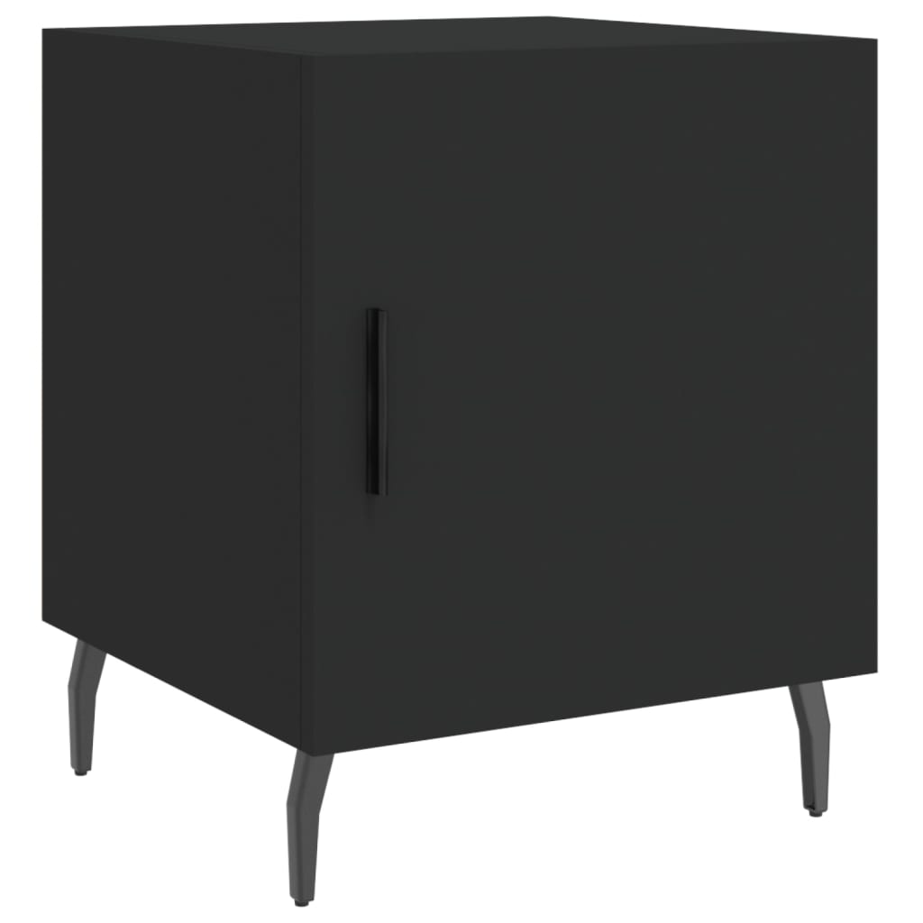 Black Bedside Cabinets 2pcs, 40x40x50cm, Engineered Wood