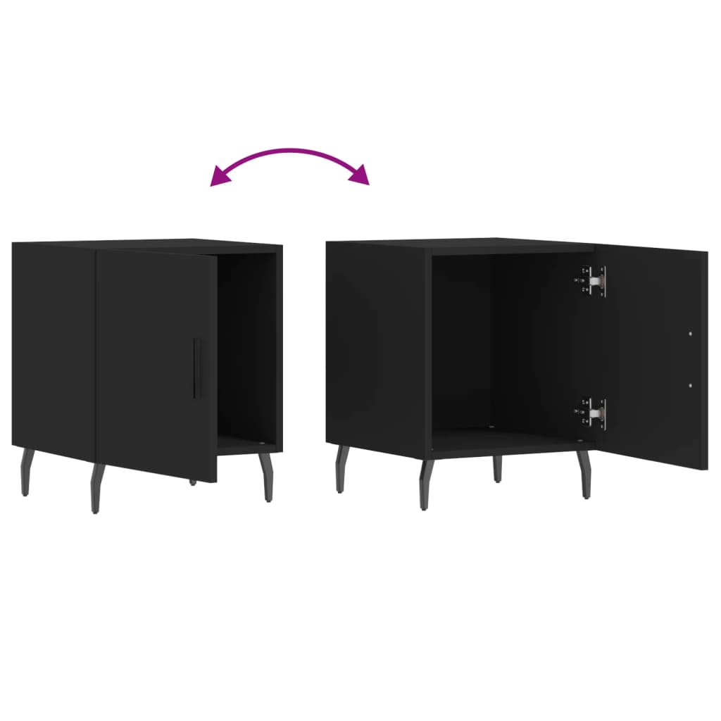 Black Bedside Cabinets 2pcs, 40x40x50cm, Engineered Wood