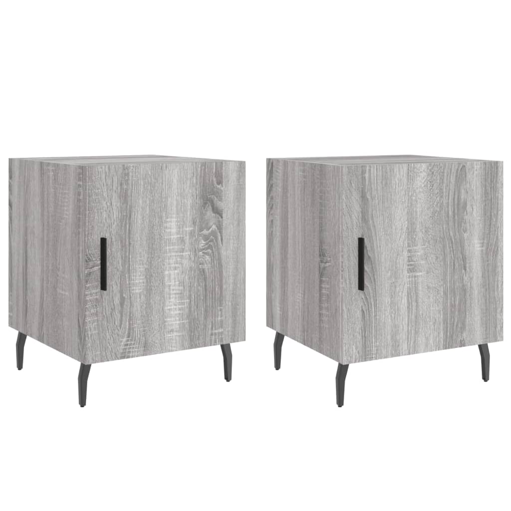 Grey Sonoma Engineered Wood Bedside Cabinets Set - 40x40x50 cm
