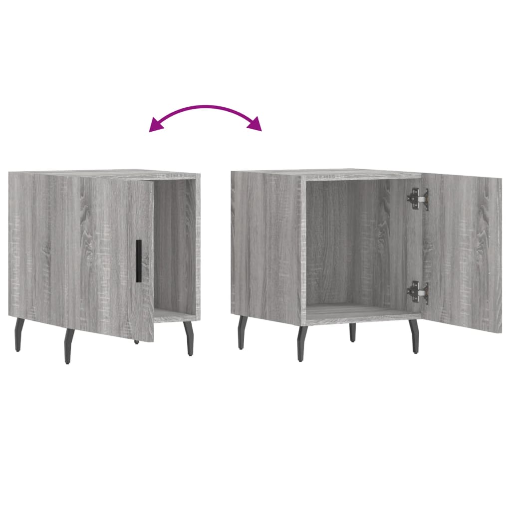 Grey Sonoma Engineered Wood Bedside Cabinets Set - 40x40x50 cm