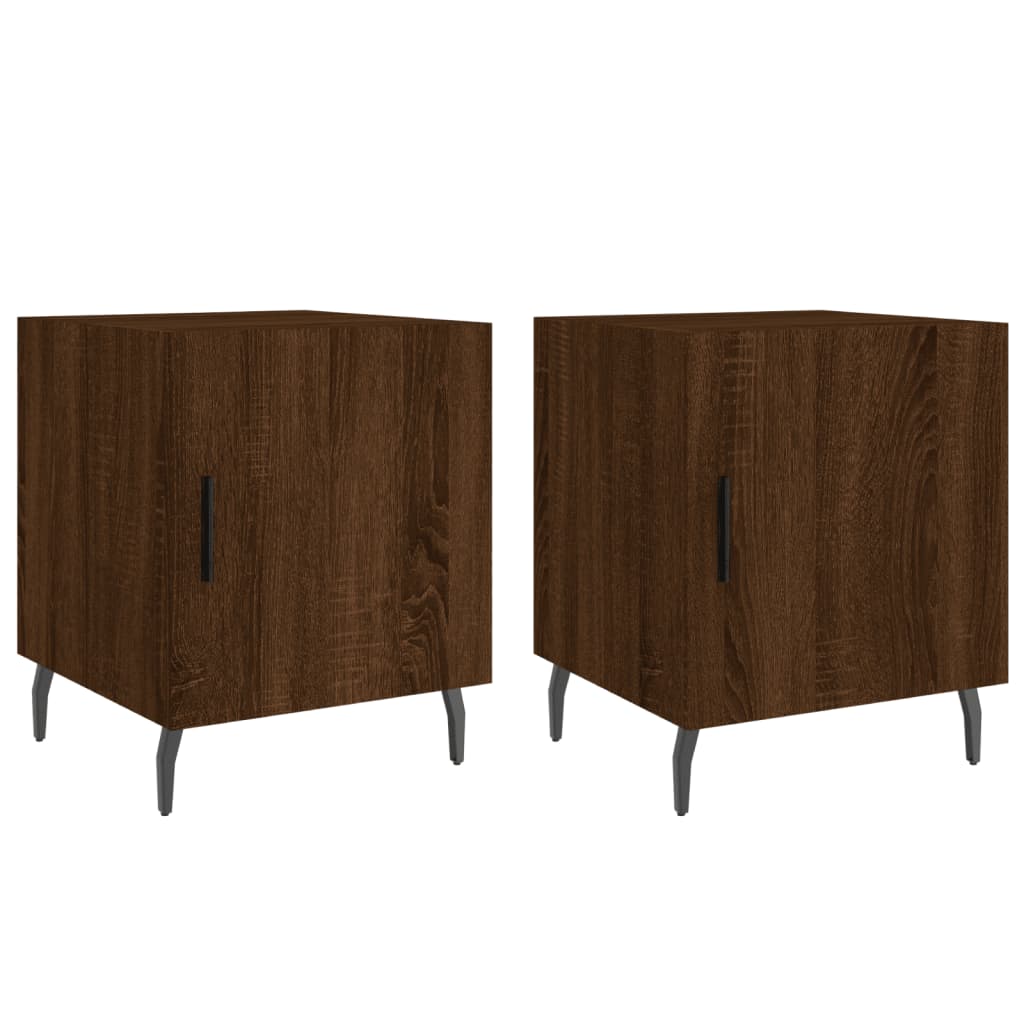 Brown Oak Bedside Cabinets 2pcs - 40x40x50cm Engineered Wood
