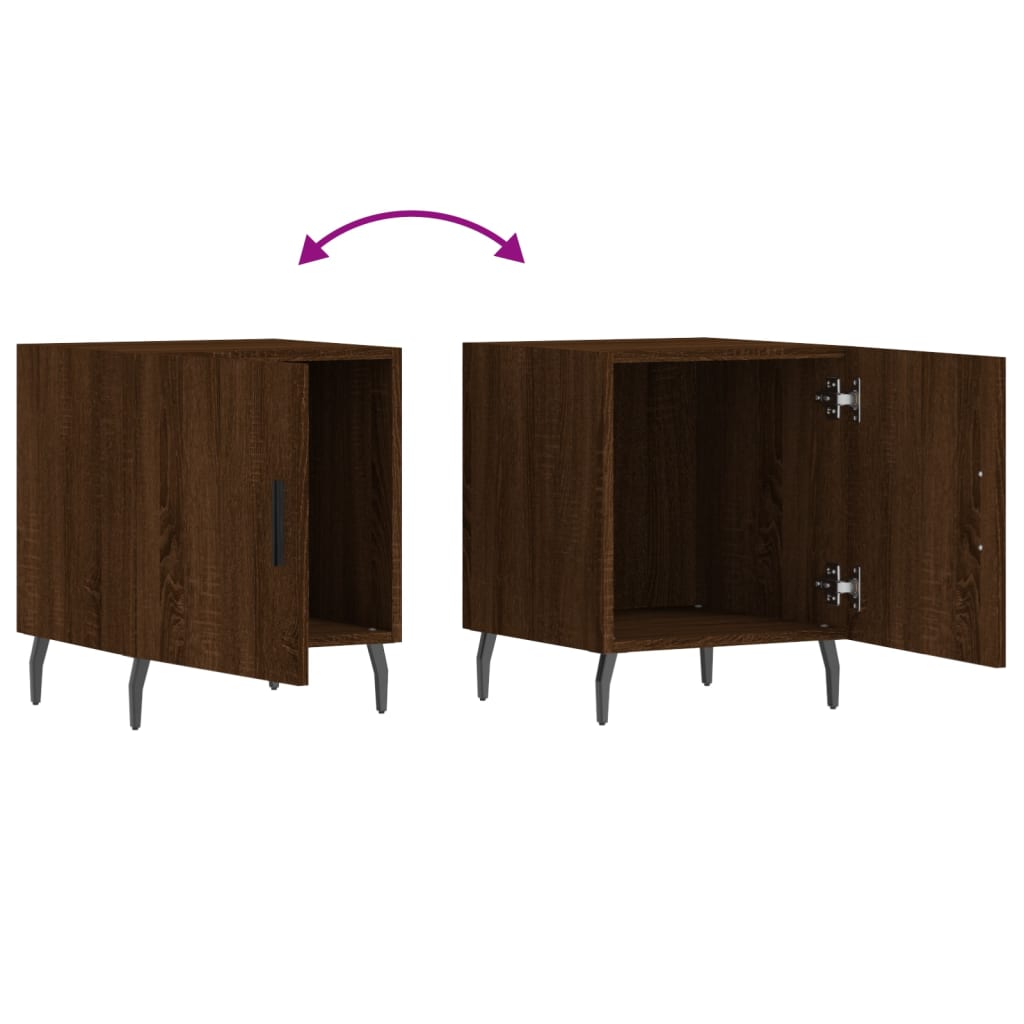 Brown Oak Bedside Cabinets 2pcs - 40x40x50cm Engineered Wood