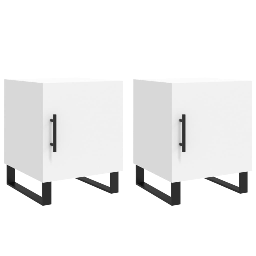 White Bedside Cabinets Set of 2 - 40x40x50 cm Engineered Wood