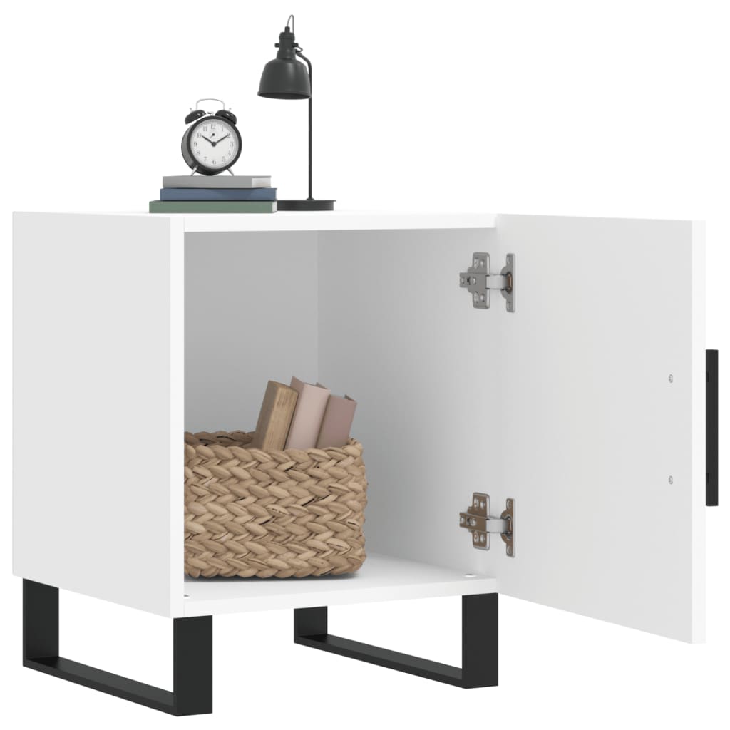 White Bedside Cabinets Set of 2 - 40x40x50 cm Engineered Wood