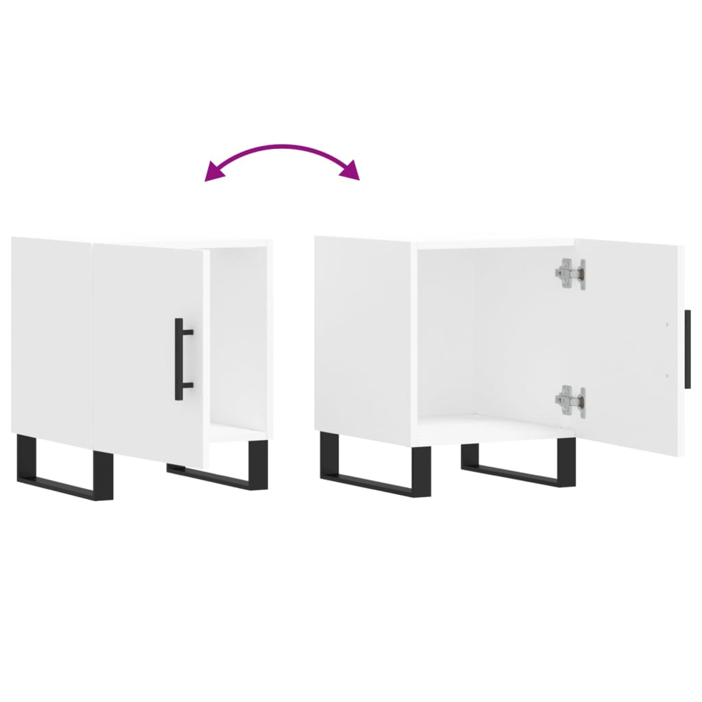 White Bedside Cabinets Set of 2 - 40x40x50 cm Engineered Wood