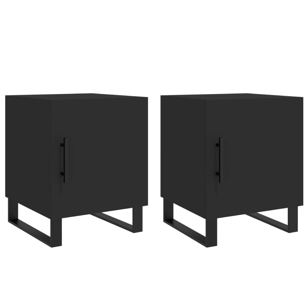 Black Bedside Cabinets Set of 2, Engineered Wood, 40x40x50 cm