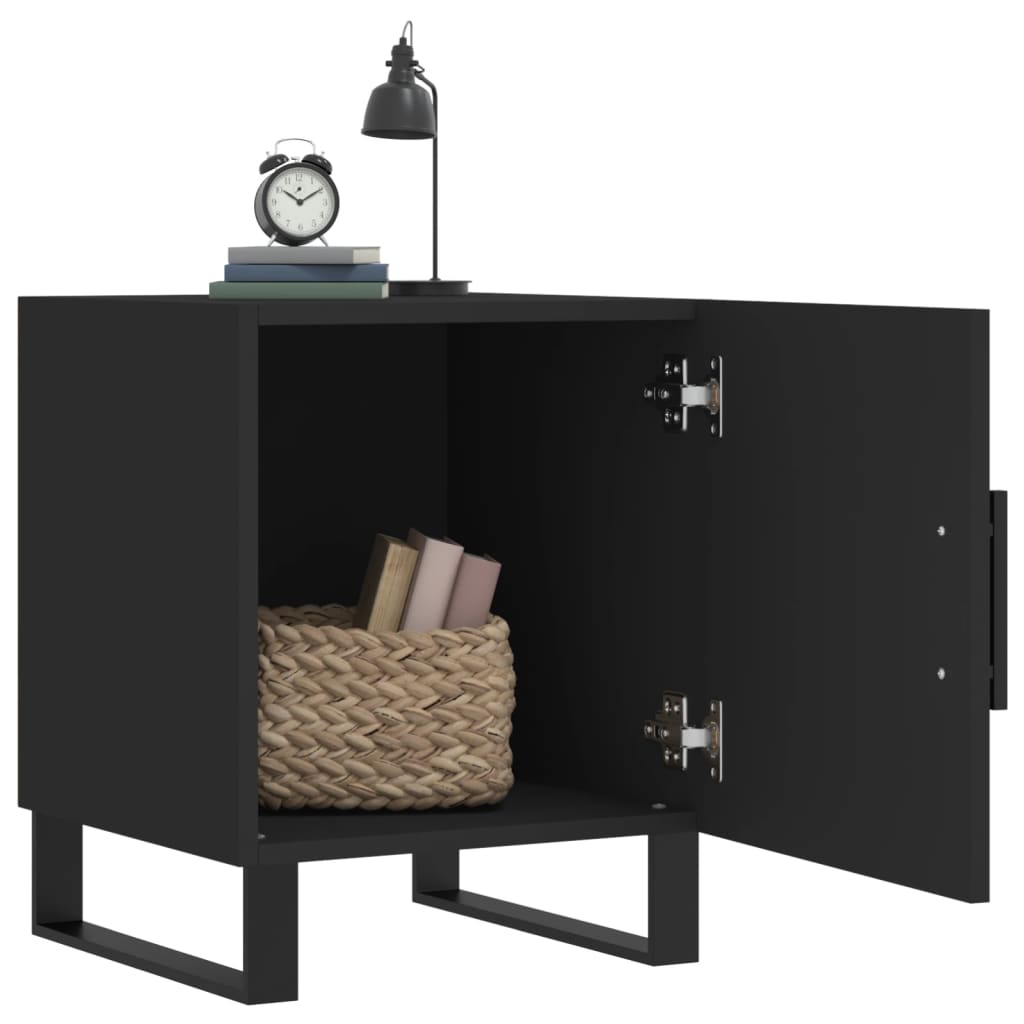 Black Bedside Cabinets Set of 2, Engineered Wood, 40x40x50 cm