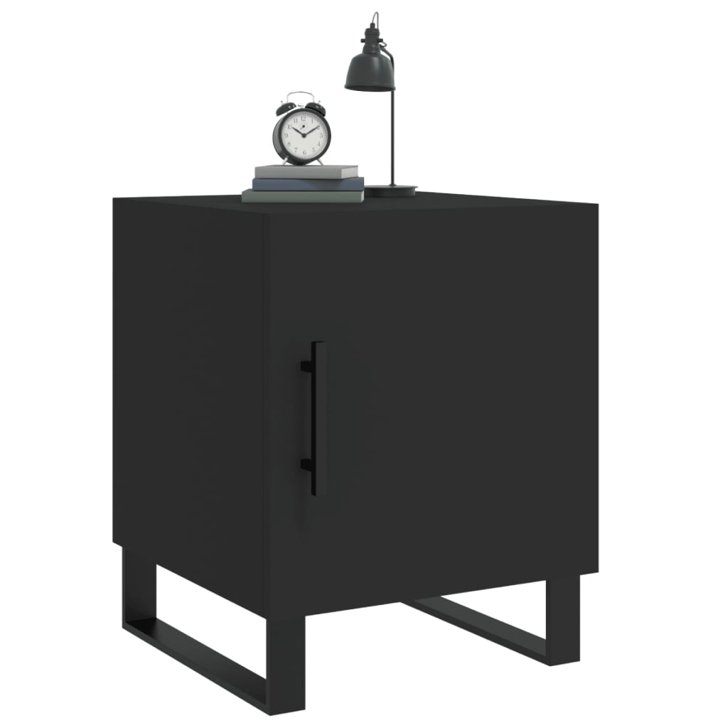 Black Bedside Cabinets Set of 2, Engineered Wood, 40x40x50 cm