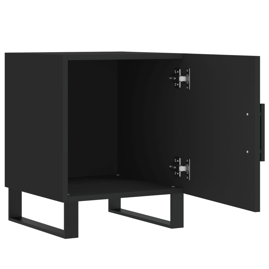 Black Bedside Cabinets Set of 2, Engineered Wood, 40x40x50 cm