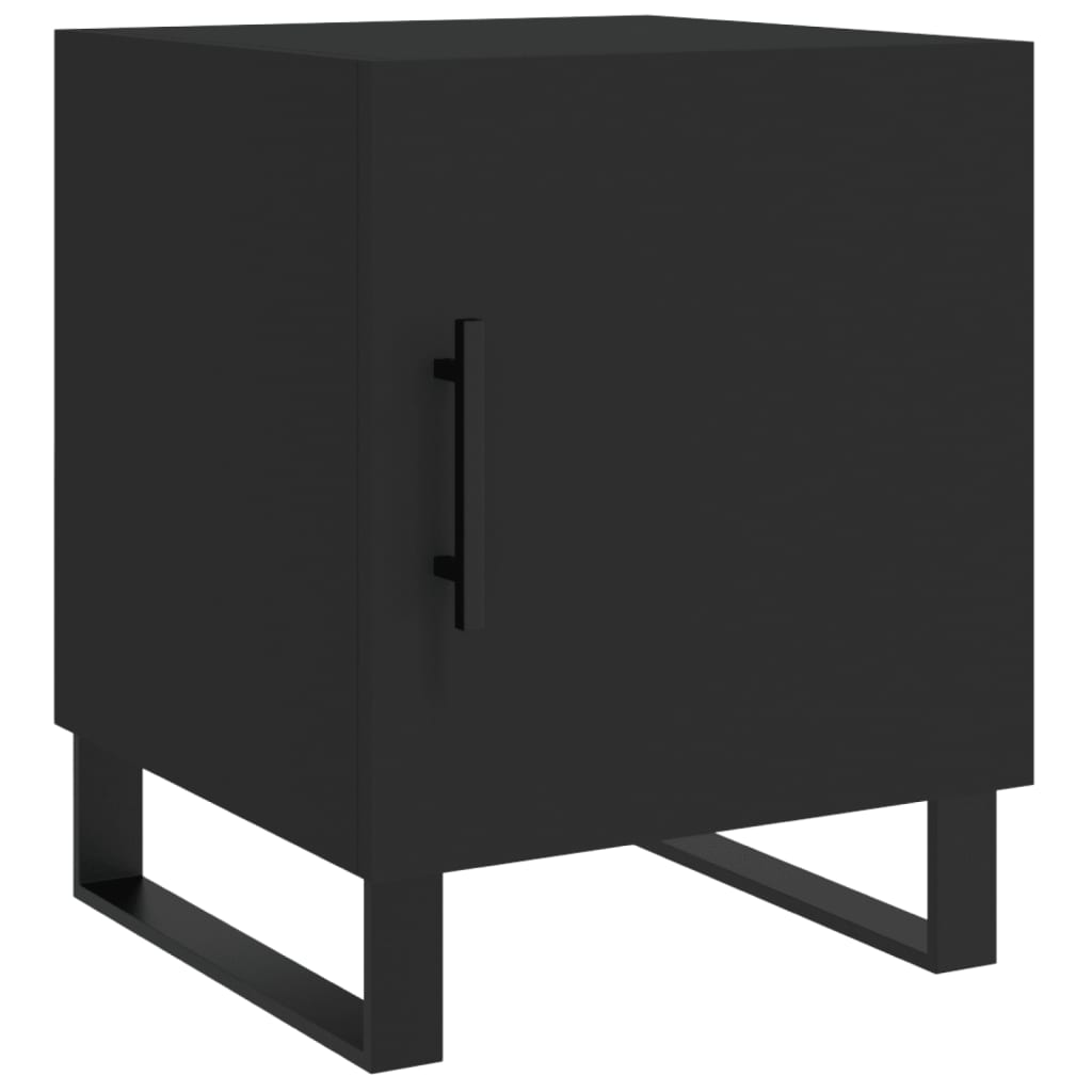 Black Bedside Cabinets Set of 2, Engineered Wood, 40x40x50 cm