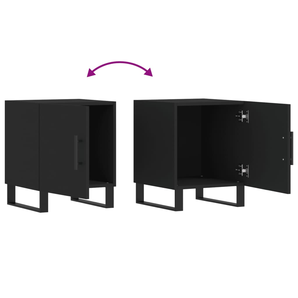 Black Bedside Cabinets Set of 2, Engineered Wood, 40x40x50 cm