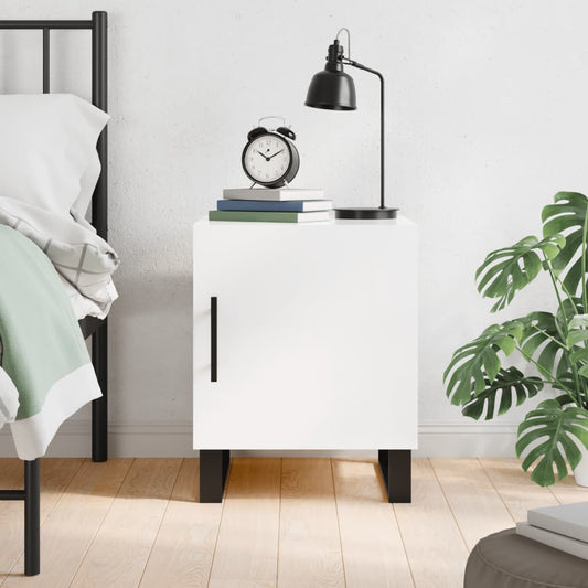 High Gloss White Bedside Cabinet, 40x40x50 cm, Engineered Wood