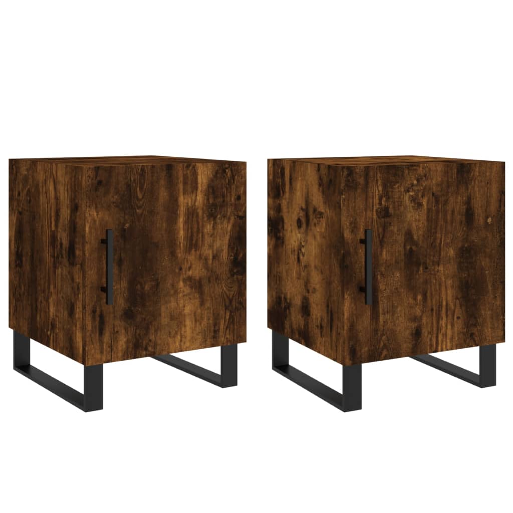 Smoked Oak Bedside Cabinets 2pcs - 40x40x50cm Engineered Wood