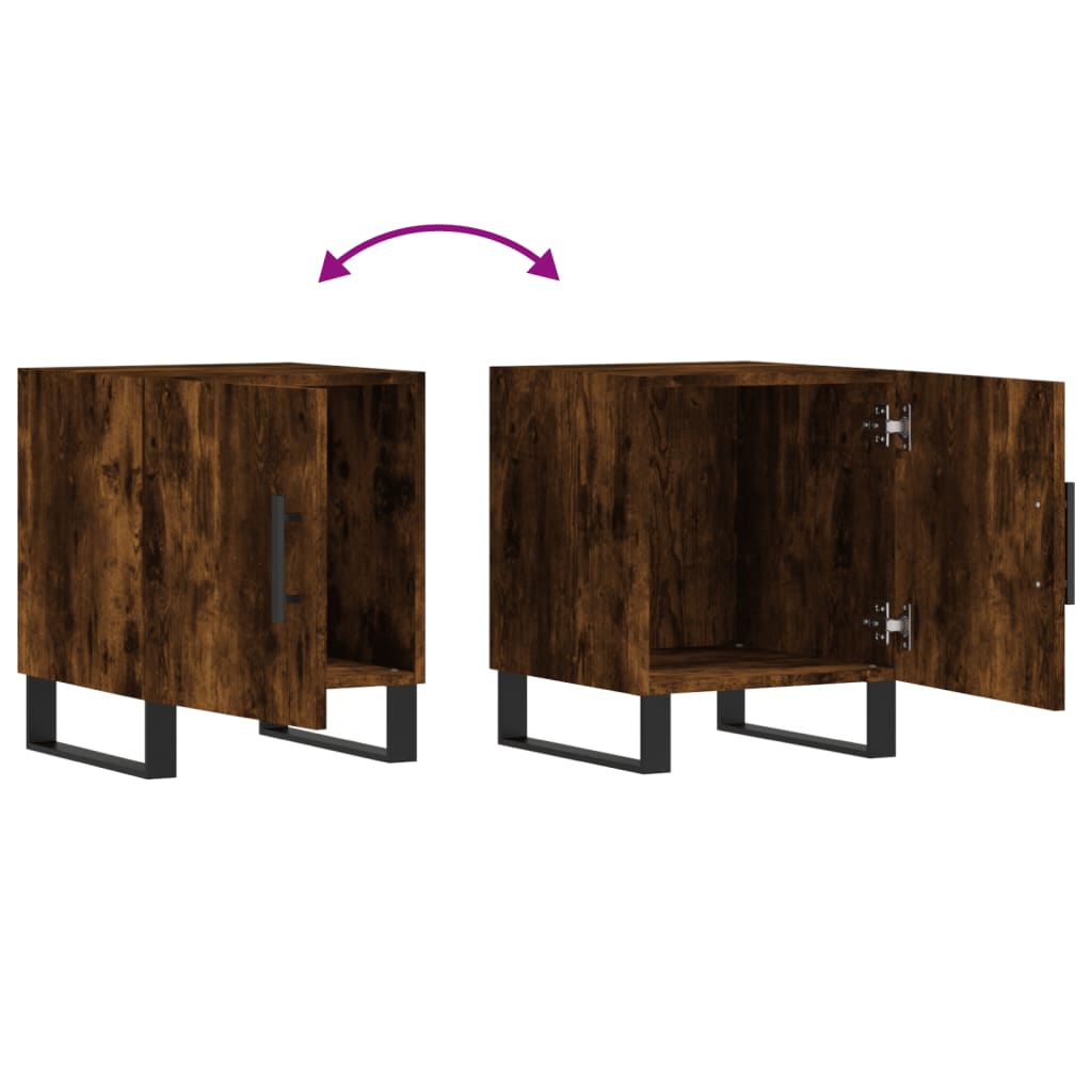 Smoked Oak Bedside Cabinets 2pcs - 40x40x50cm Engineered Wood