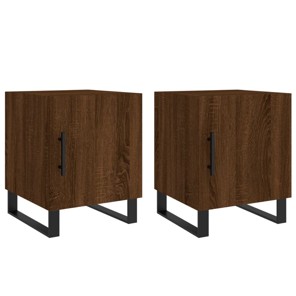 Brown Oak Bedside Cabinets 2pcs - 40x40x50 cm Engineered Wood