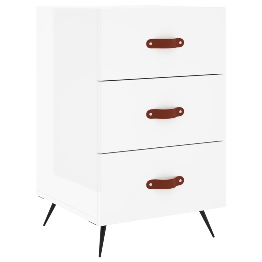 High Gloss White Bedside Cabinet - 40x40x66 cm Engineered Wood