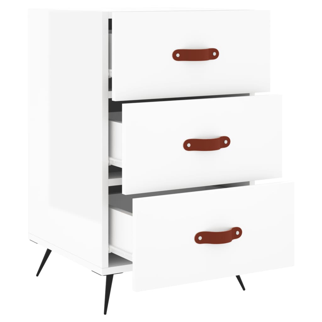 High Gloss White Bedside Cabinet - 40x40x66 cm Engineered Wood