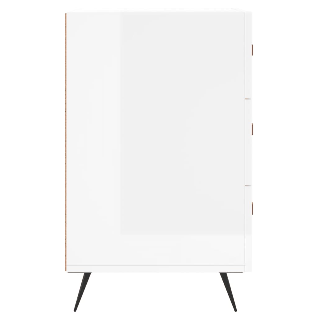 High Gloss White Bedside Cabinet - 40x40x66 cm Engineered Wood